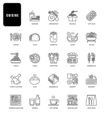 Set of Meal Related Icons. Contains such Icons as burger set, noodles, pizza, burrito, sushi and more.
