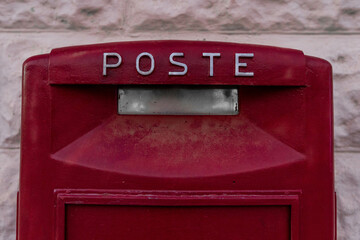 a vintage red post box