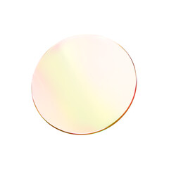 Glass round color lens transparent. 3d gradient holographic disk icon. Light circle badge element. Abstract disc, lens, button, badge, podium, frame flying gradation texture. Vector 3d illustration