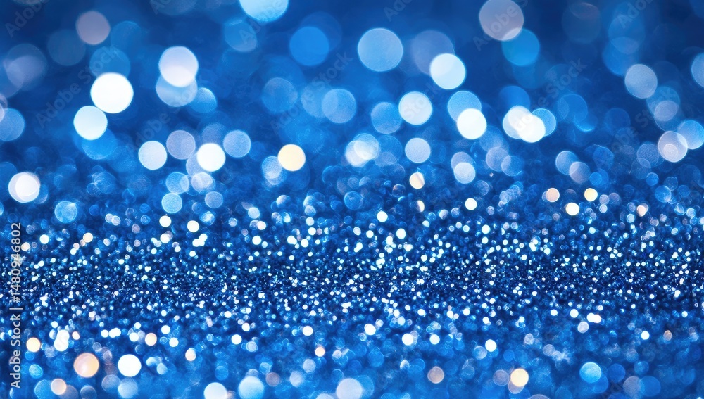 Poster a mesmerizing close-up of shimmering blue glitter scattered across a surface. creating a sparkling b
