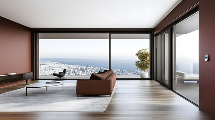 Fototapeta premium Modern Penthouse Living Room with Stunning City View