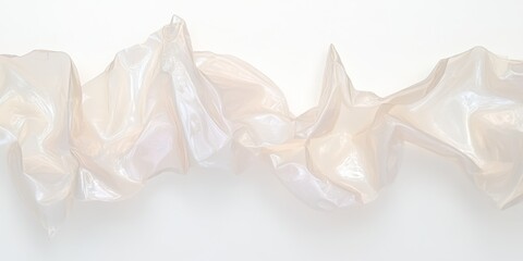 Minimalist art composition featuring elegant transparent plastic on a soft white background