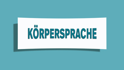 Koerpersprache (Body language) - A card isolated on light green background.