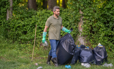 Environmental protection. Man environmental activist. Environmental conservation. Save environment....