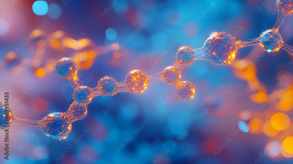 Poster glowing dna double helix molecular structure abstract background