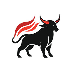 Strong Bull Silhouette with Abstract Strength Logo