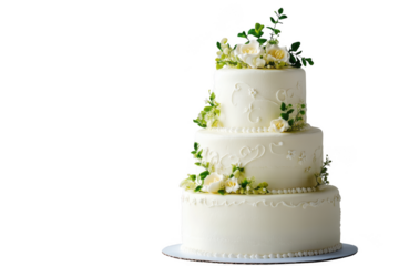Elegant wedding cake on transparent background