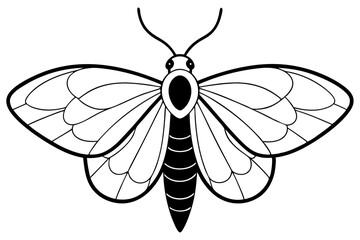 moth silhouette line art vector illustration with a white background