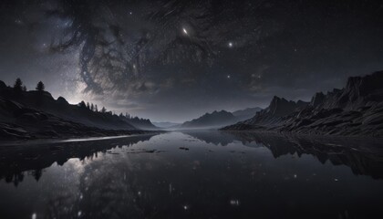 Fototapeta premium Velvet black sky, countless twinkling stars forming a cosmic river , dark, constellations