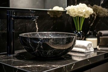 Luxurious Black Marble Bathroom Sink
