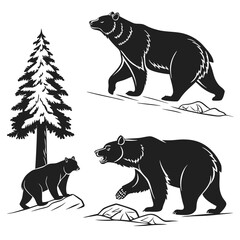 Bear silhouette isolated on white background