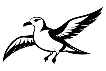 petrel silhouette line art vector illustration with a white background