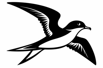 petrel silhouette line art vector illustration with a white background