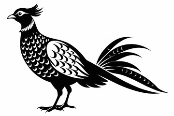 pheasant silhouette line art vector illustration with a white background