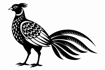 Naklejka premium pheasant silhouette line art vector illustration with a white background