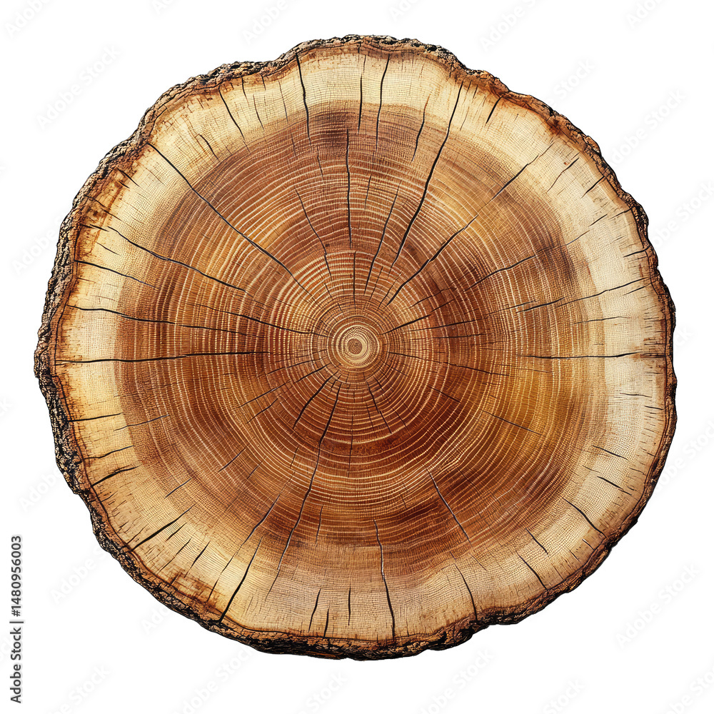 Poster a close-up view of a tree trunk cross-section revealing its intricate growth rings the rings are a b