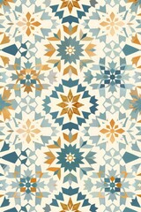 Fototapeta premium Teal Gold Star Mosaic Islamic Pattern