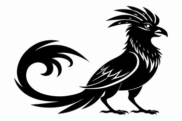 quetzal silhouette line art vector illustration with a white background
