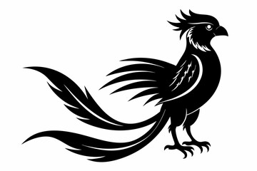 quetzal silhouette line art vector illustration with a white background