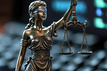 Lady Justice Statue in Focus