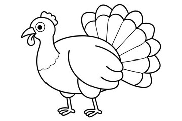 turkey silhouette line art vector illustration with a white background