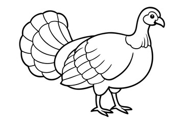 turkey silhouette line art vector illustration with a white background