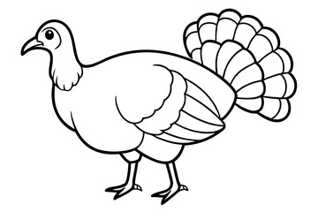 turkey silhouette line art vector illustration with a white background