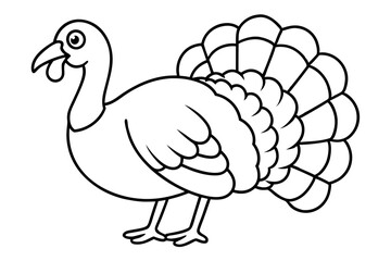 turkey silhouette line art vector illustration with a white background