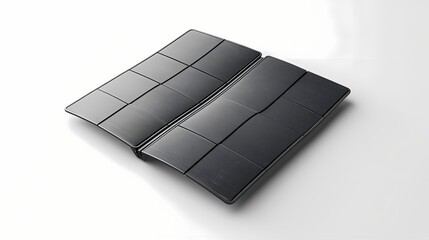 A foldable portable solar panel, displayed on a white background, lightweight and minimalist design. [Lunar Archives] | Solar Fold | burned line. Illustration