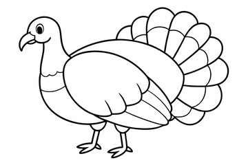 turkey silhouette line art vector illustration with a white background