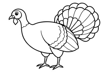 turkey silhouette line art vector illustration with a white background
