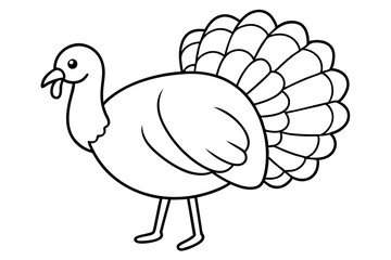 turkey silhouette line art vector illustration with a white background