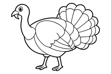 turkey silhouette line art vector illustration with a white background