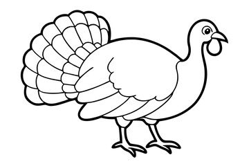 turkey silhouette line art vector illustration with a white background