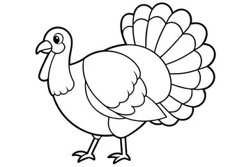 turkey silhouette line art vector illustration with a white background