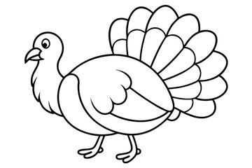 turkey silhouette line art vector illustration with a white background