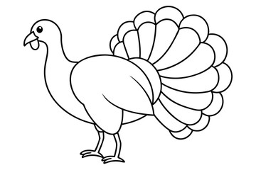 turkey silhouette line art vector illustration with a white background