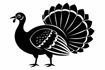 turkey silhouette line art vector illustration with a white background