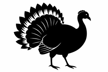 turkey silhouette line art vector illustration with a white background