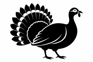 turkey silhouette line art vector illustration with a white background