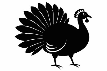 turkey silhouette line art vector illustration with a white background