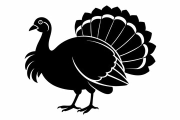turkey silhouette line art vector illustration with a white background