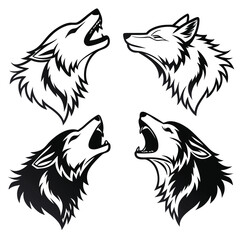 Silhouette of wolf on white background