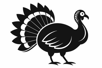 turkey silhouette line art vector illustration with a white background