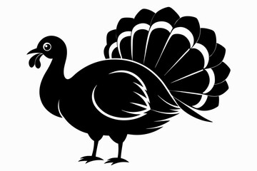 turkey silhouette line art vector illustration with a white background