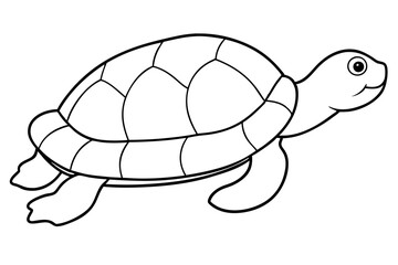turtle silhouette line art vector illustration with a white background
