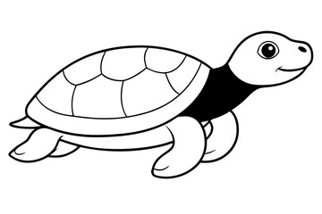 turtle silhouette line art vector illustration with a white background