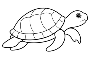 turtle silhouette line art vector illustration with a white background