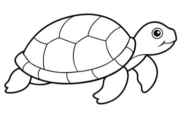 turtle silhouette line art vector illustration with a white background