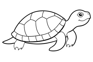 turtle silhouette line art vector illustration with a white background